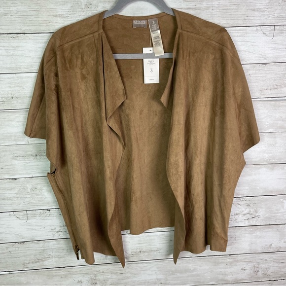 Chico's Sweaters - NWT Chico’s Faux Suede Cardigan Brown, size XL(3)